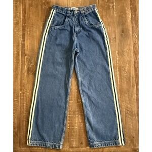Vintage Y2K Utility Skater Jeans Size 14 (24x25) Side Striped Baggy Cotton